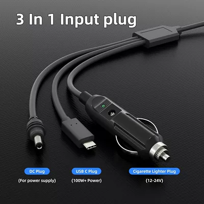 Amazon Cross-Border MINI Cigarette Lighter DC Three-in-One Car Cigarette Lighter Charging Cable Car Device Mini Connector