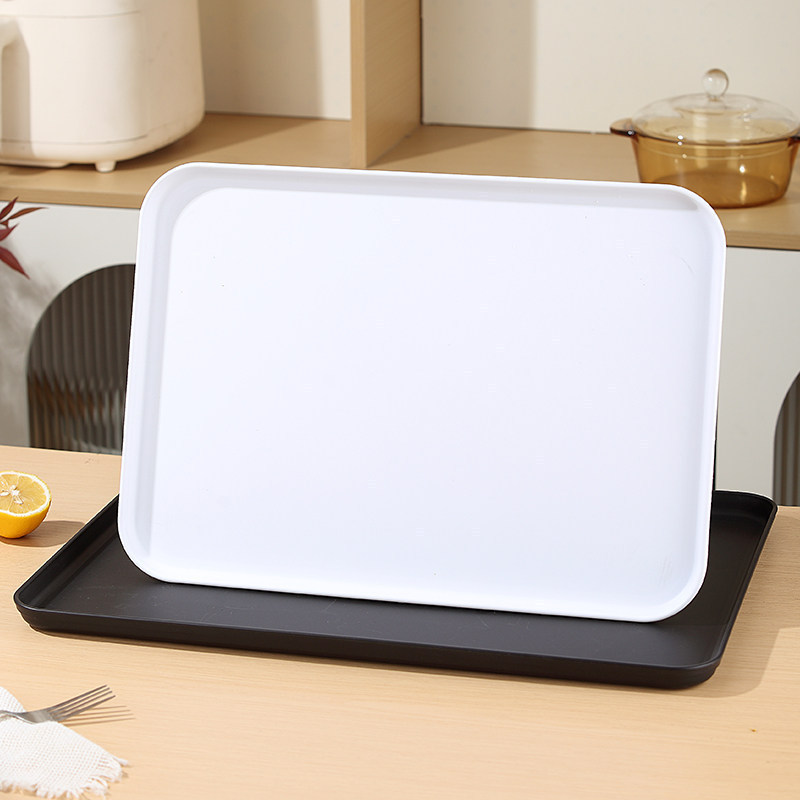 Cross-Border White Rectangular Large Household Tea Tray Plastic Living Room Tray Cake Party Fruit Storage Tray Cross-Border White Rectangular Large Household Tea Tray Plastic Living Room Tray Cake Party Fruit Storage Tray