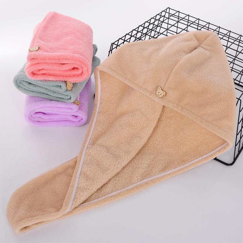 Single-Layer Hair Drying Cap, Head Wrap, Dry Shower Cap, Adult Dormitory Long Hair Drying Towel, Coral Fleece Absorbent Quick-Dry Hair Towel