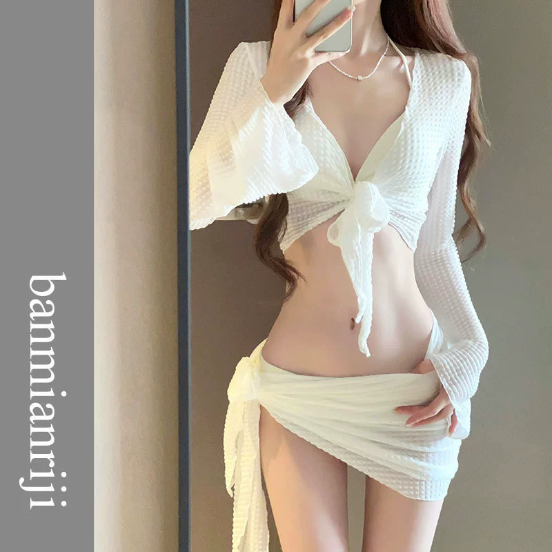 Купальник, раздельный белый комплект, 4 предмета, коллекция 2023