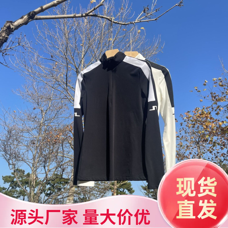 New Korean Style Zipper See-Through Golf Clothing Women's Quick-Drying Long-Sleeved Slim Fashion Outdoor Sports Top