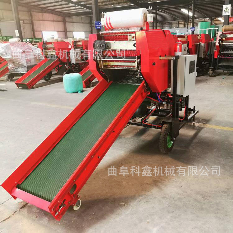 科鑫直销青储饲料打捆包膜机网绳两用圆捆打包机稻草麦草打捆机