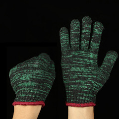 700克綠花加絲棉手套 7針耐磨工業車間幹活防護手套廠家批發