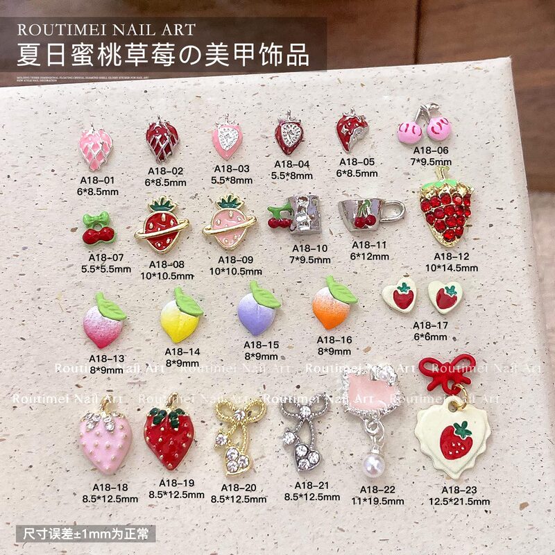 Summer Peach Strawberry New Cherry Cute Cat Head Nail Art Metal Alloy Spray Paint Matte DIY Nail Decoration Summer Peach Strawberry New Cherry Cute Cat Head Nail Art Metal Alloy Spray Paint Matte DIY Nail Decoration