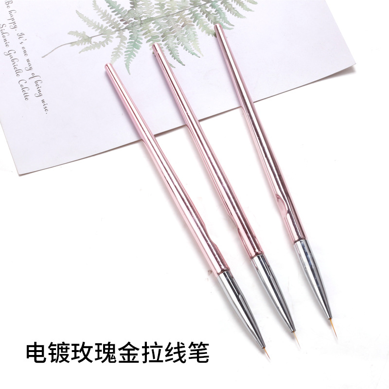 Bolígrafo de uñas exclusivo transfronterizo, varilla de galvanoplastia, varilla de perforación con lentejuelas, varilla roscada, juego de bolígrafo de dibujo de flores de cola de pez de oro rosa