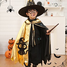 万圣节儿童服装男童斗篷披风装扮男孩表演区材料幼儿园服女巫假发