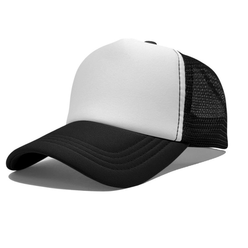 Gorra de malla de esponja con logo personalizado, gorra de béisbol de color sólido, comercio exterior transfronterizo, protección solar, gorra publicitaria con impresión personalizada, venta al por mayor.