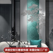 新中式现代立体艺术国风轻奢浮雕金箔装饰画玄关走廊过道挂迎客松