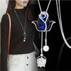 Long universal sweater with tassels, demi-season fashionable clothing, necklace from pearl, pendant, decorations, South Korea