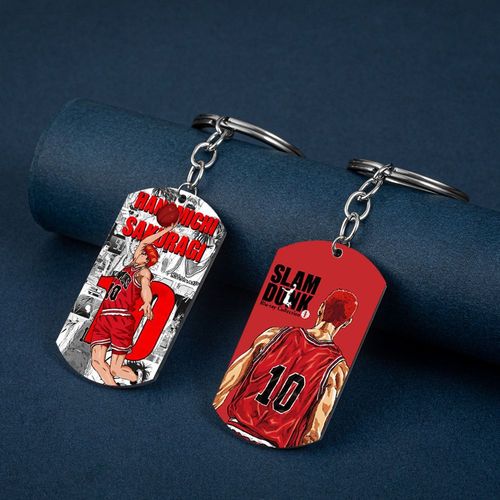 Huanyu Jewelry Slam Dunk SLAM DUNK color printed titanium steel military tag stainless steel dog tag keychain