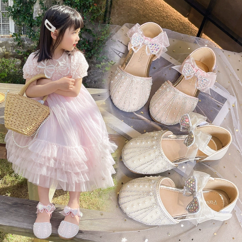 Детская обувь для девочек Принцесса обувь 2024 весна новая иностранная обувь на мягкой подошве кожаная обувь маленькая девочка детская обувь
