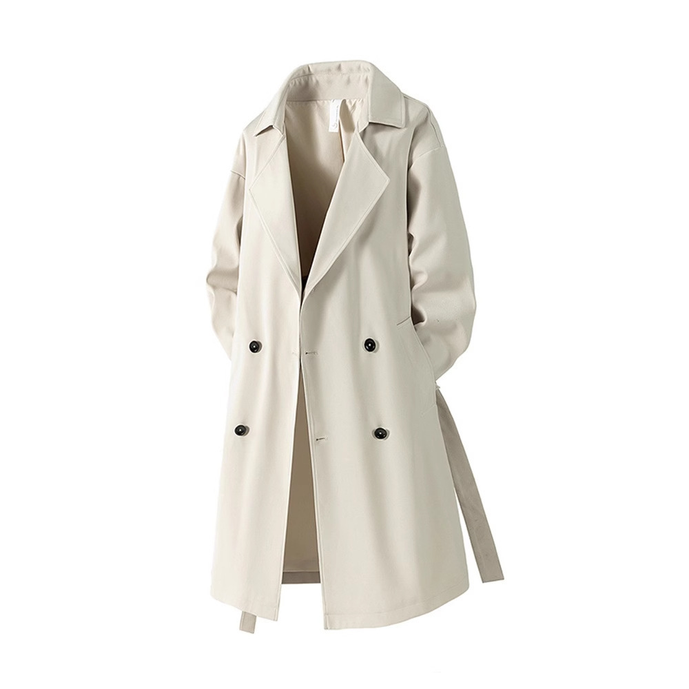Men's mid-length trench coat, 2025 autumn new style, American trendy brand, casual, handsome, retro over-the-knee coat.