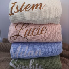 刺繍の名前クロスボーダーの赤ちゃんの毛布はニットの綿の昼寝の毛布etsyの個性的なソファーの毛布を抱いています。