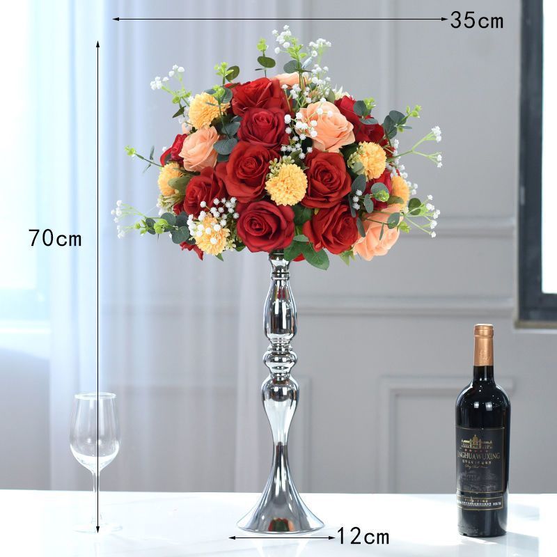 레드 실버 꽃 그릇