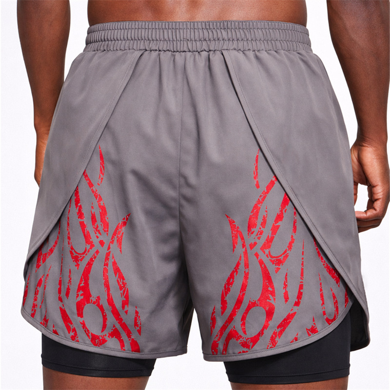 Músculo de verano hombre running shorts deportivo doble capa 2 en 1 forrado elástico pantalones de ejercicio secos rápidos shorts de carrera