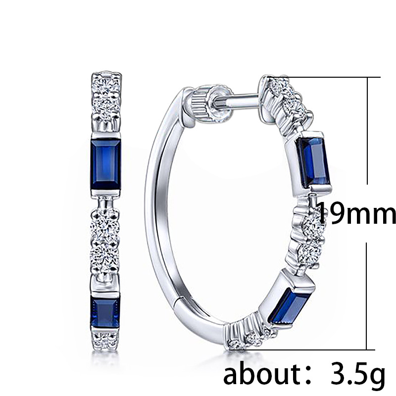 New Europe And The United States Simple Blue Zircon Earrings Fashion Ladies Copper Ear Buckles display picture 1