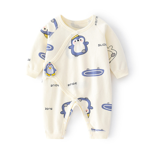 Newborn onesie baby boneless harem autumn and winter pure cotton newborn monk suit romper suit Velcro baby clothes