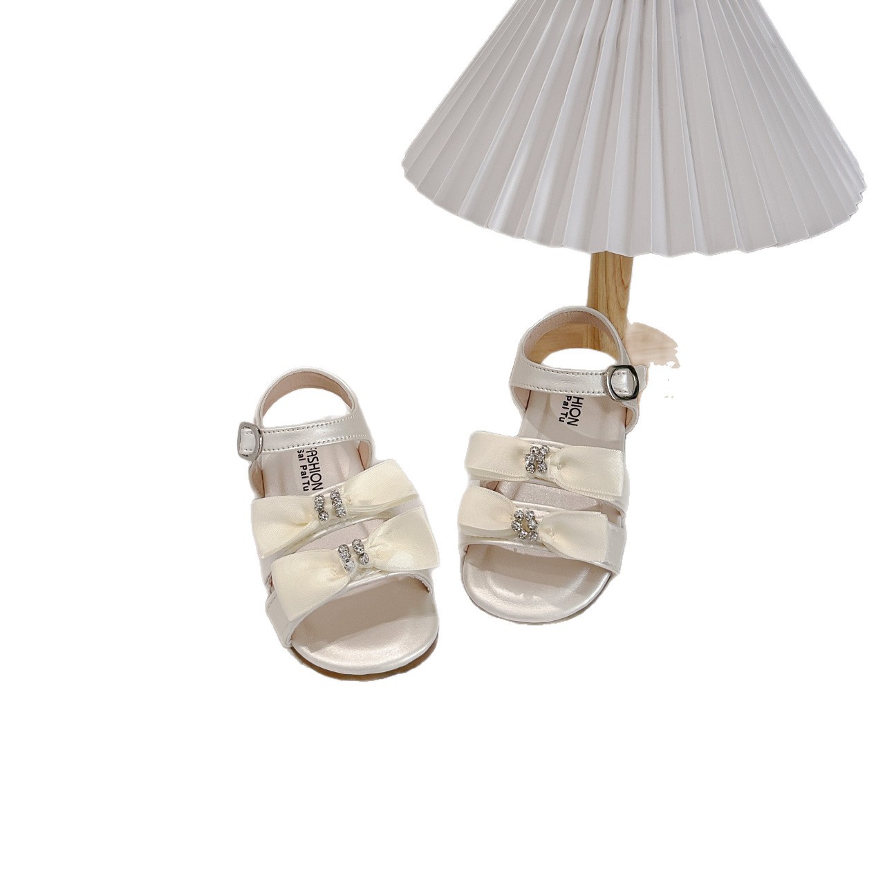 Girls' Rhinestone Bow Gladiator Sandals | Soft Sole | Adjustable Straps For Dressy & Casual Wear Breathable Crossover Strap Design_voghion.com