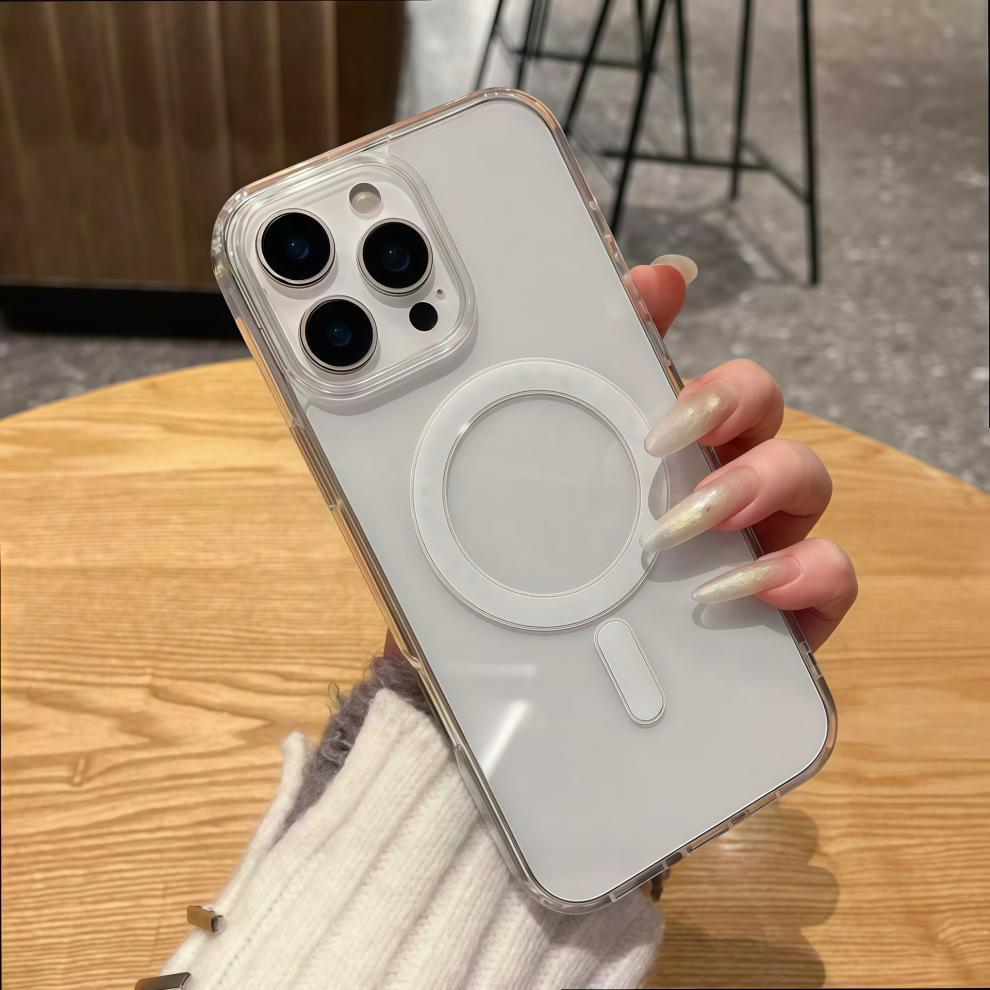 适用iPhone17Promax亚克力透明磁吸手机壳苹果16大孔15防摔保护套