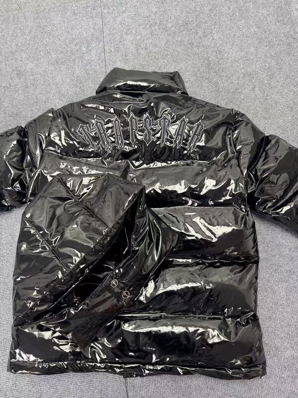 外贸跨境Trapstar新款可拆卸帽亮面PU皮棉服时尚秋冬加厚保暖外套|undefined