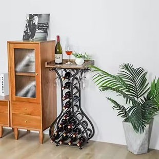 Living Room Tabletop Wooden Wine Bar Stand Storage Freestanding Floor Wine Rack Wine Cabinet