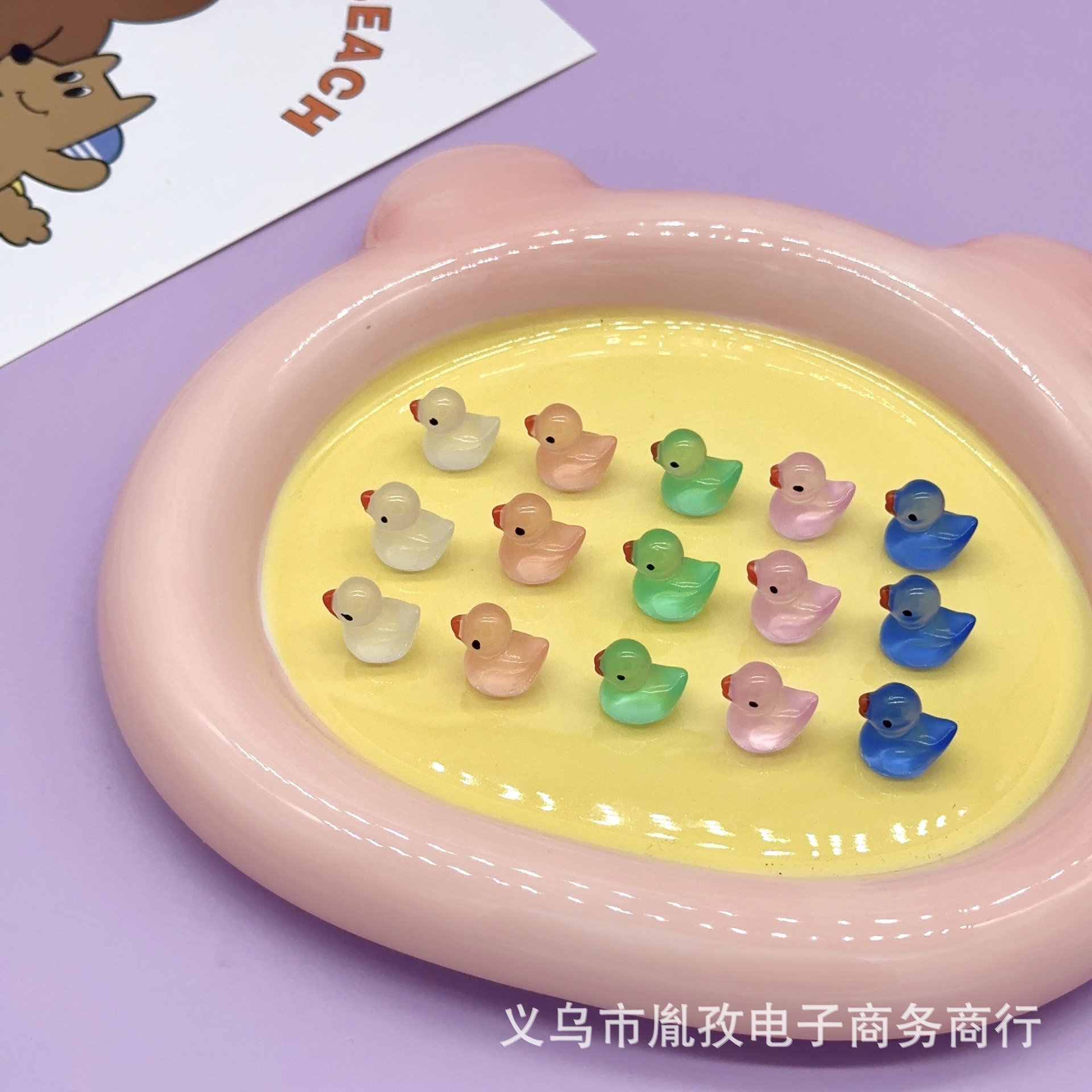 Nocturno diy accesorios de resina accesorios de micro paisaje decoración miniatura colorido pato musgo paisaje