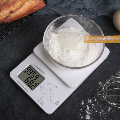 Small household electronic scale with timer, kitchen timing, accurate electronic scale, baking high-precision dual-purpose food scale