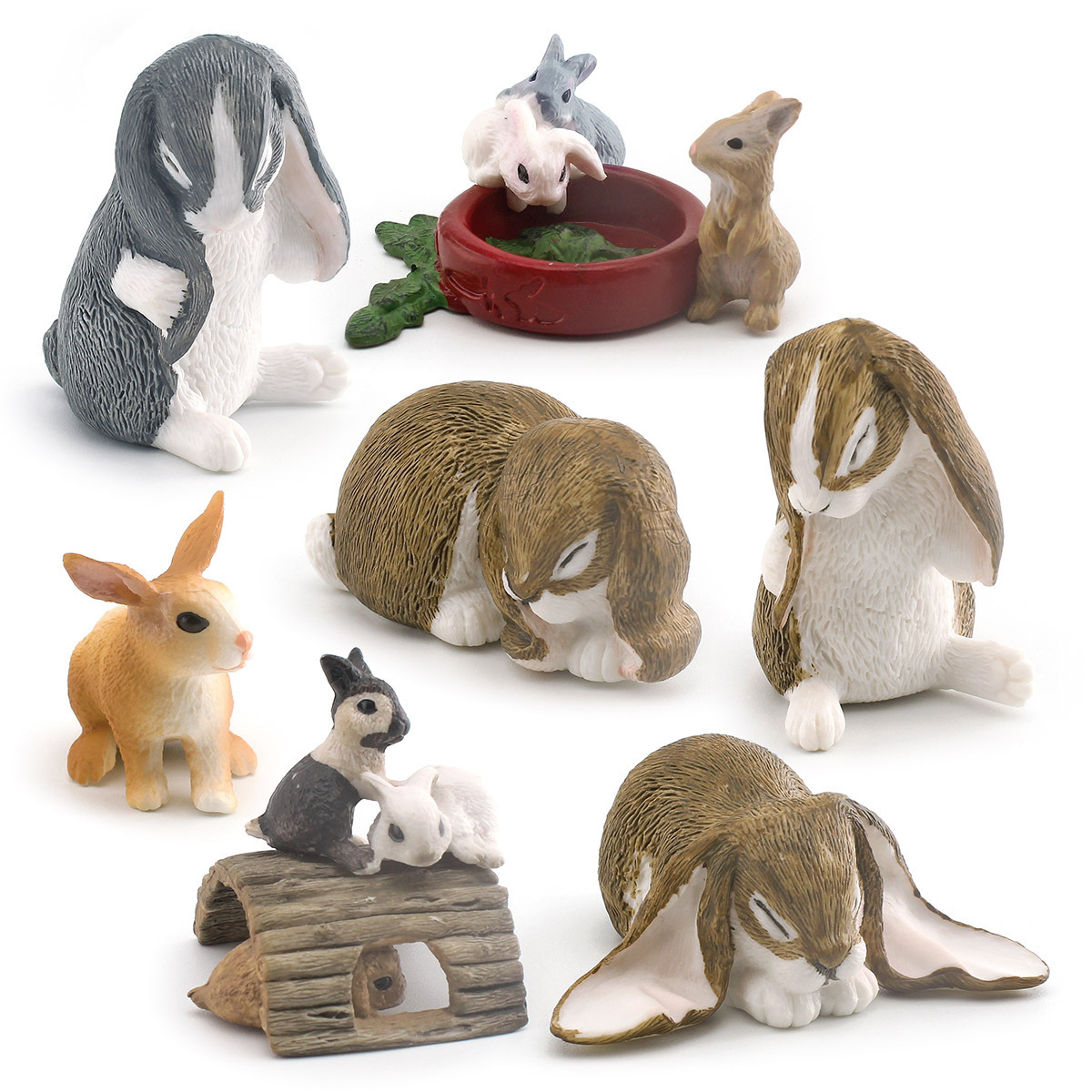 Cross-border simulation wild rabbit model children's cognitive floppy rabbit playing rabbit eating grass bunny decoration ornament