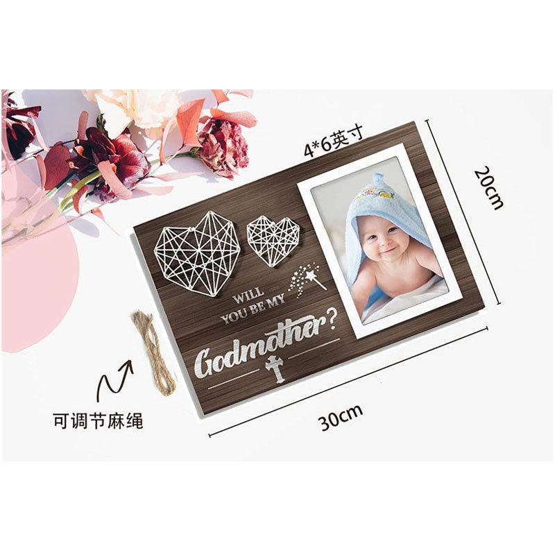 Marco de fotos de madera para mascotas Decoración de mesa creativa Decoración de mesa de bebé marco de fotos en forma de corazón doble latido bobinado