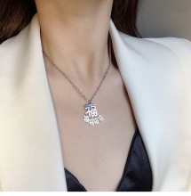 mona同款五福临门重工金属项链小众设计感钛钢锁骨链百搭配饰女潮