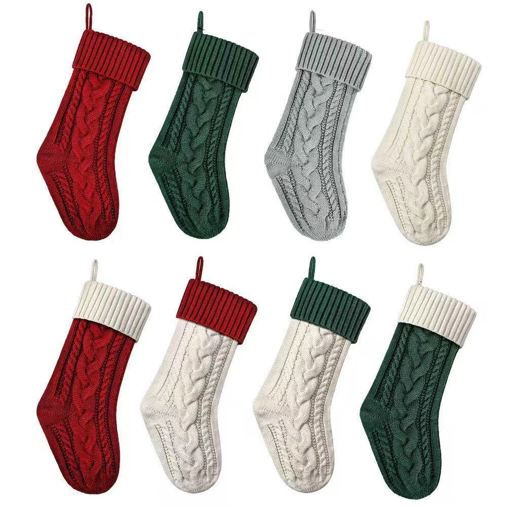 圣诞48CM收纳摆件针织毛线家居壁饰糖果袋袜套菱形礼品袋包包挂饰