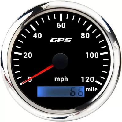 Mileage Meter with Multi-Color — automobile instrument - silver-edge-black-bottom-120mph