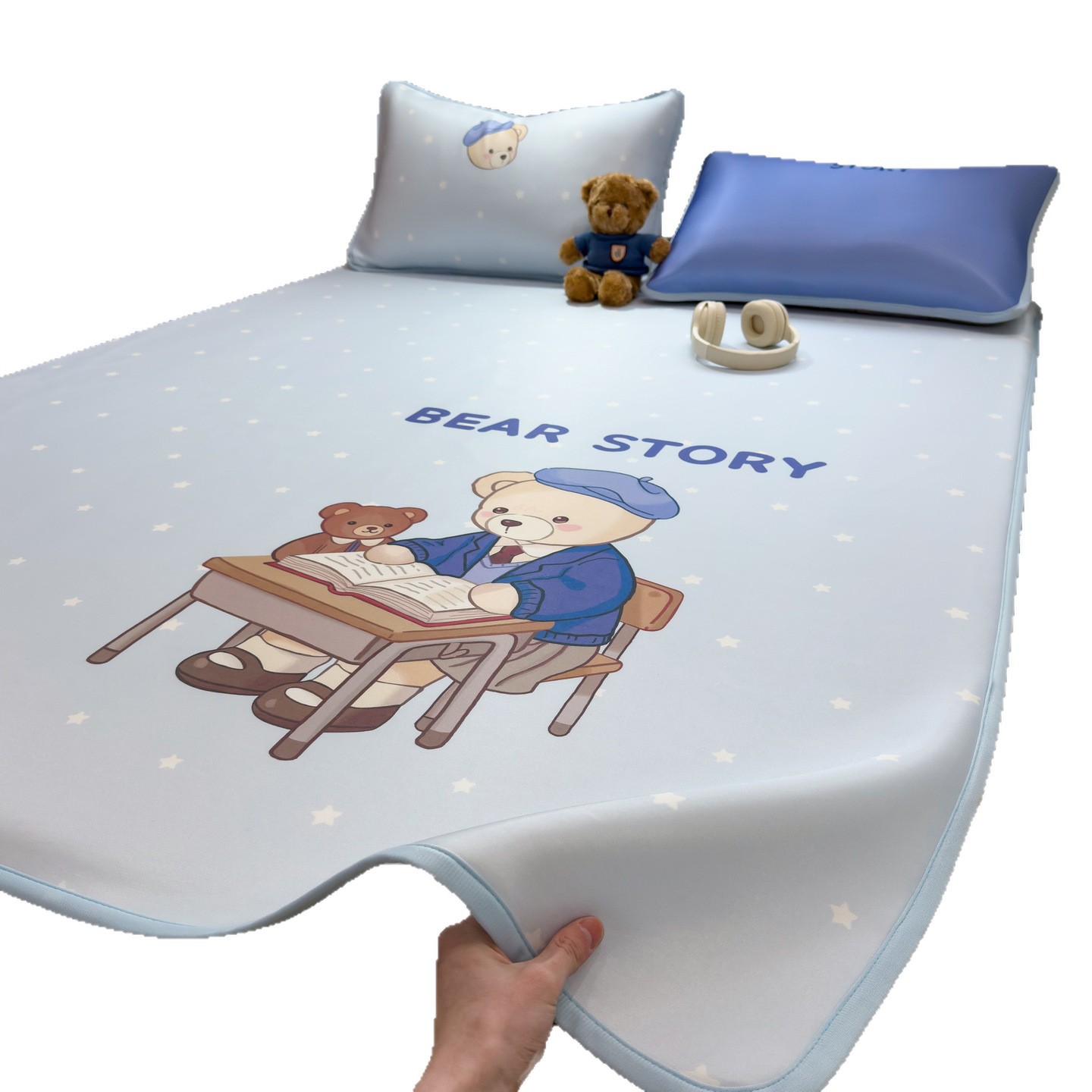 Verano sensación fría alfombra de hielo para dormir desnudo grado madre y niño caricatura lavable con máquina alfombra de hielo de aire acondicionado de tres piezas alfombra suave