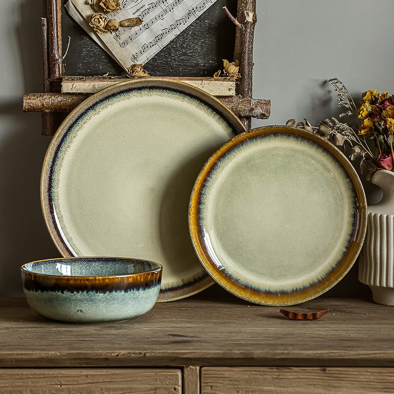 [Serie Xingchuan DE ALTO aspecto] Retro vajilla creativa hogar plato de arroz plato ensaladera tazón de postre personalizado