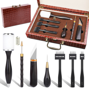 Box-packed high-end leather tools suit hand-stitched leather leather handmade diy suit handmade leather art combination