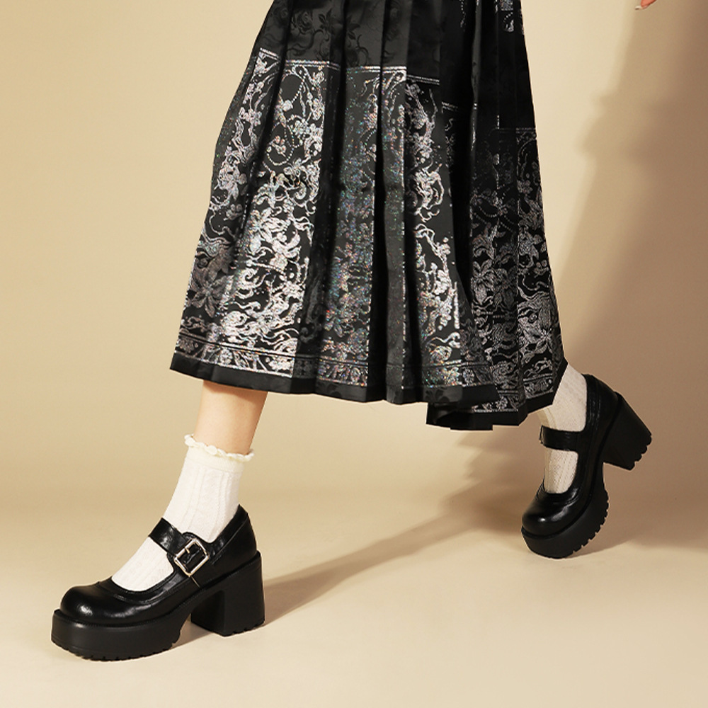 2025春秋新款粗跟玛丽珍鞋女厚底防滑软底复古通勤单鞋小皮鞋