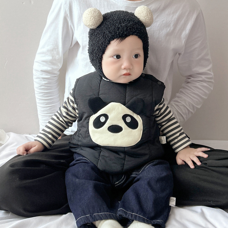 Baby invierno chaleco de algodón de clip2025 nuevo bebé coreano lindo dibujos animados grueso calentamiento exterior chaleco pequeño