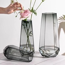 轻奢花瓶插花高级感玻璃透明水养大口径水培富贵竹鲜花瓶客厅摆件