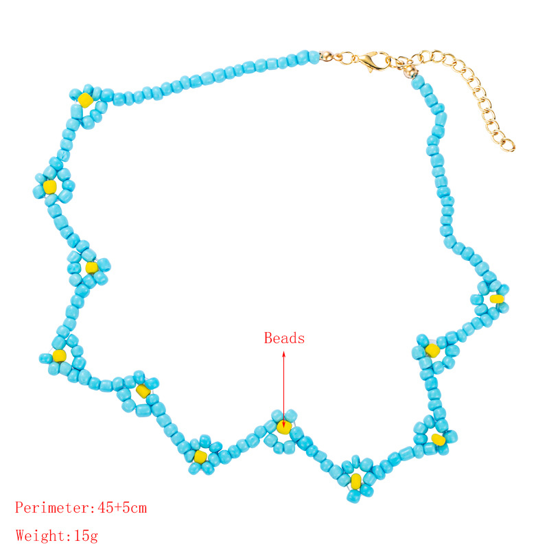 Collier Court Géométrique Perles De Riz Bleu Bohème Accessoires Femmes display picture 1