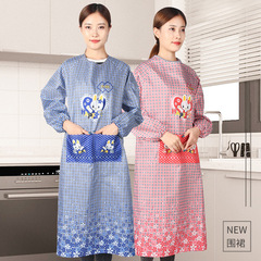 Prolonged Length Polyester Heart Rabbit Long-Sleeve Cover-up Kitchen Anti-Stain Apron Adult Cover-up Cute with Sleeve Factory Wholesale