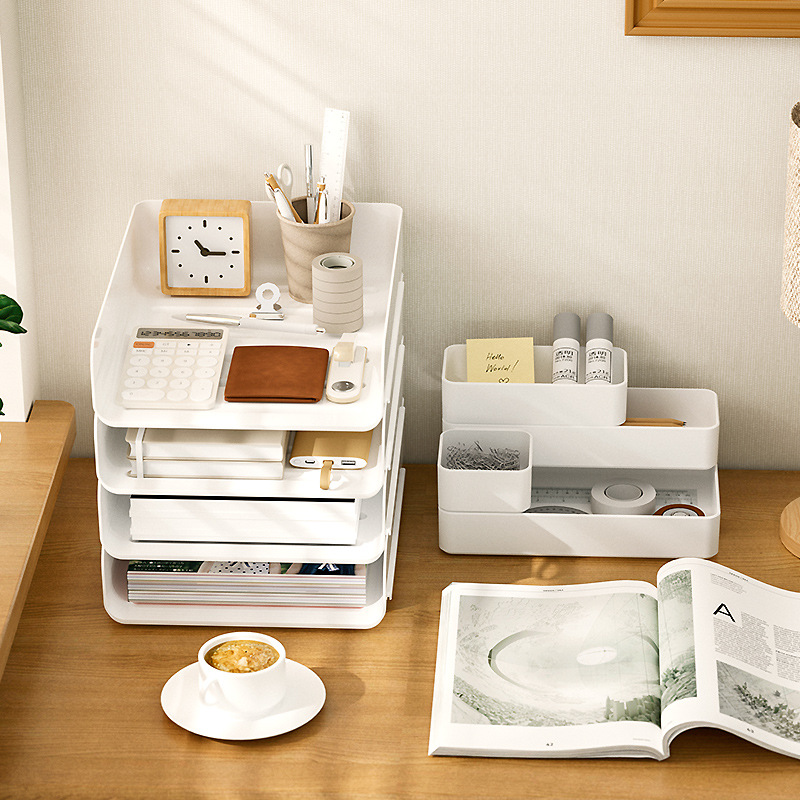 Office Desktop Storage Box File Rack Can Be Stacked With Multi-layer Storage Racks Bookshelf Student Supplies Miscellaneous Organization Box