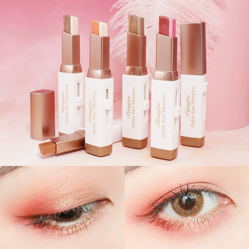 Dual-Color Eyeshadow Stick, Gradient Earth Tones, Beginner-Friendly, Slim Twist Stick