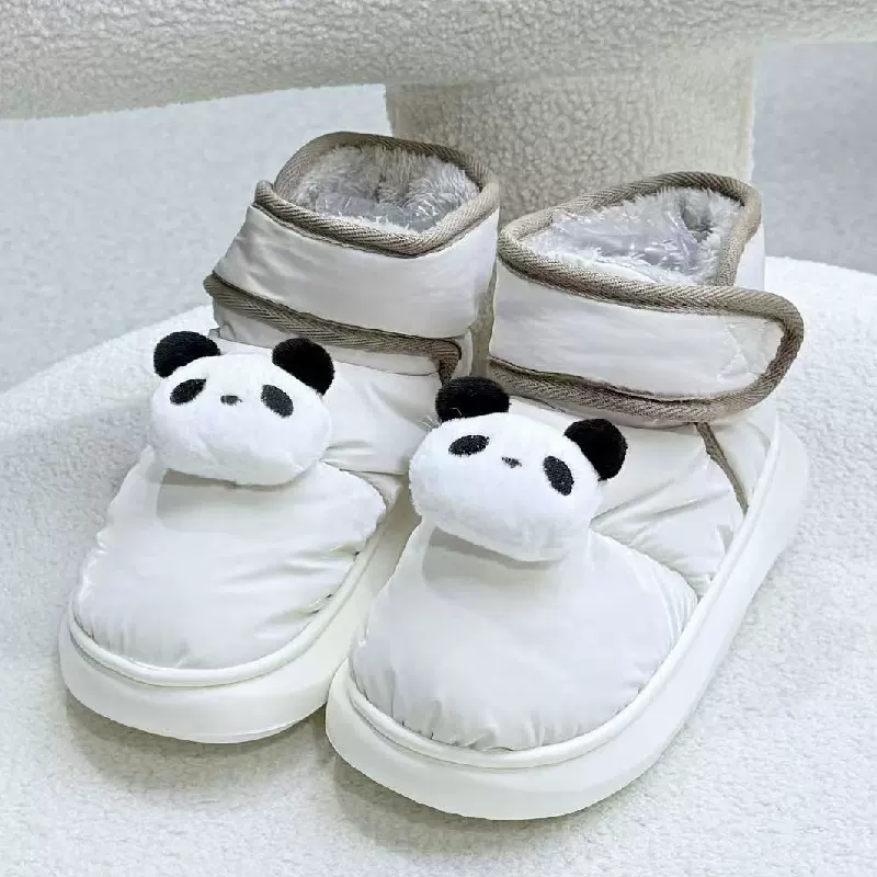 防水棉拖鞋女款冬季雪地靴款外穿室内家居毛绒保暖月子情侣棉鞋男