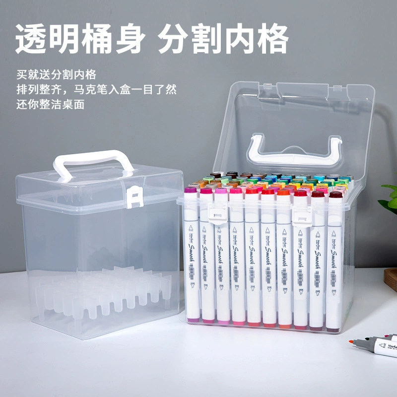 Marker & Pencil Storage Box, Portable Plastic Case for Elementary Students, 12–108 pcs