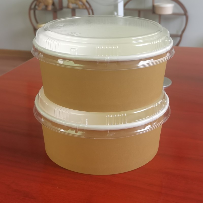 双色纸碗快餐盒圆形糖水碗冰品一次性碗涂布烤酸奶块打包盒1000ml