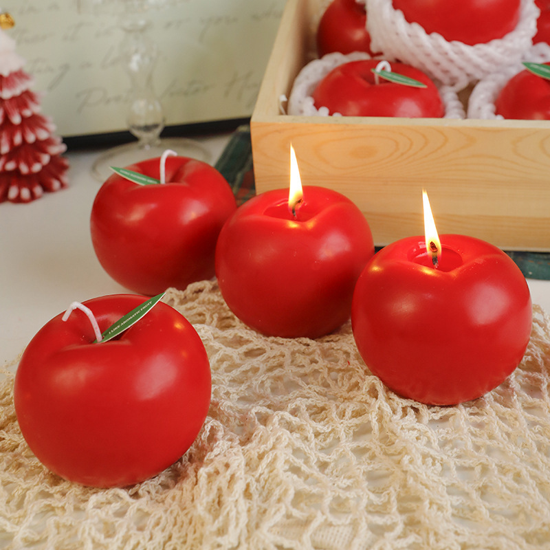 国境を越えたクリスマスリンゴの香薫ろうそく卸売りは果物のショーウインドーをシミュレートして新年の赤いリンゴの手作り香薫ワックスを飾った|undefined