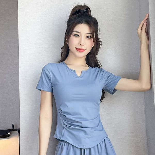 Blue, with short sleeve