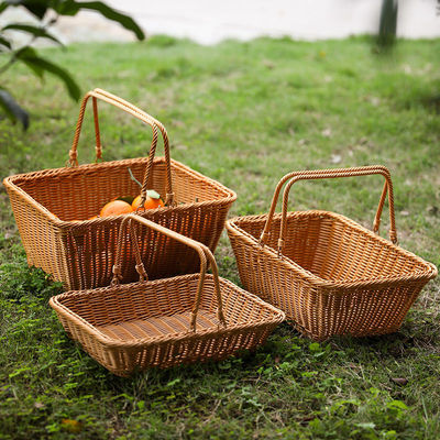 Flower basket portable Rattan weave With cover Picnic basket Hamper shopping basket Shopping basket clean Handbaskets