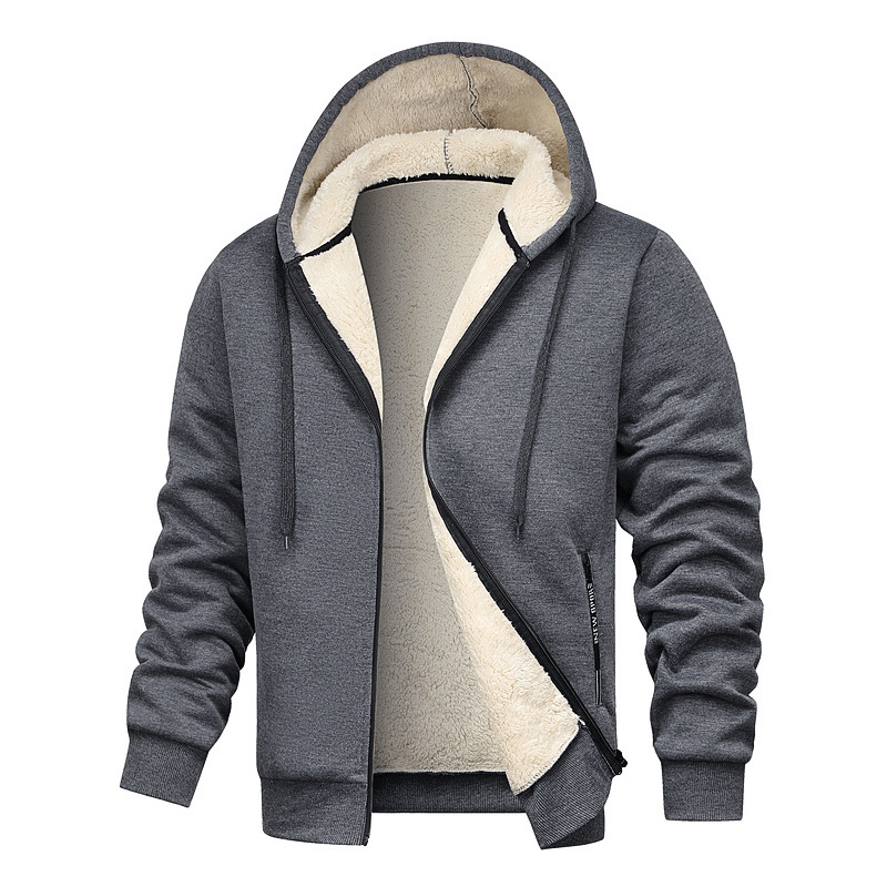Lamb Fleece Hooded Sweatshirt Men's Autumn and Winter Jacket Fleece-Lined Thickeneded Fleece Zipper Jacket Winter Cardigan European Size Lamb Fleece Hooded Sweatshirt Men's Autumn and Winter Jacket Fleece-Lined Thickeneded Fleece Zipper Jacket Winter Cardigan European Size