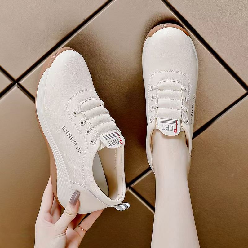 2026 primavera nuevo estilo casual confortable suela suave madres mayores zapatos Lefour zapatos de trabajo de cuero blanco plano